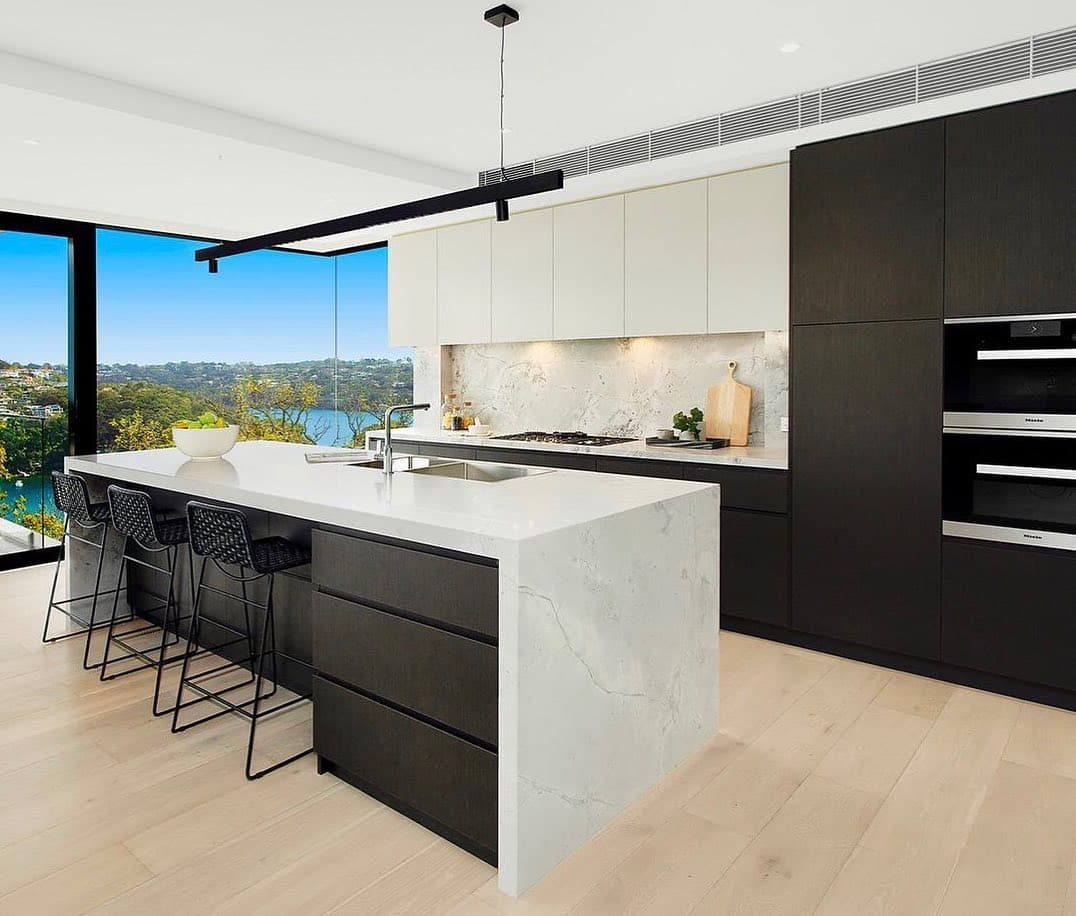 Kitchen with water view